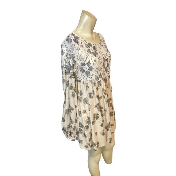 Anthropologie Sunday In Brooklyn Gray White Lace Rayon Linen Top Small - Picture 4 of 7